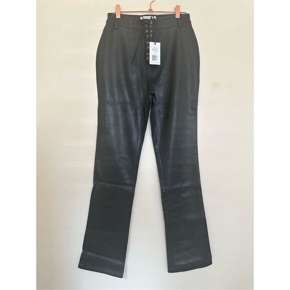 Revolve WeWoreWhat Black Vegan Leather Lace Up Pants Size 26 New - Picture 3 of 5
